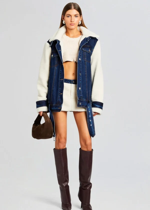 Denim*Retrofete Mink Teddy Denim Jacket Deep Sea