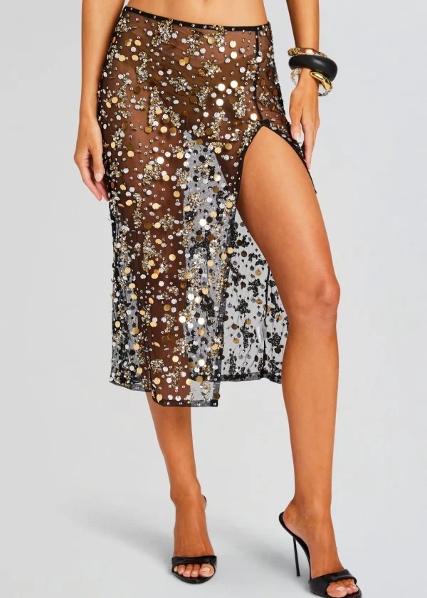 Resort '24*Retrofete Mirage Embellished Skirt Black/Gold