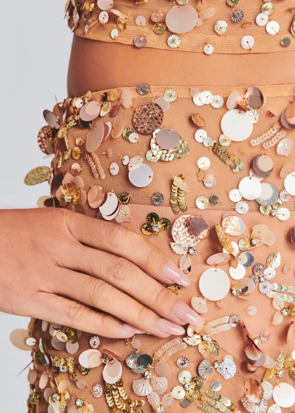 Bachelorette Party*Retrofete Mirage Embellished Skirt Gold Seashell
