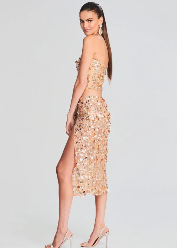 Bottoms*Retrofete Mirage Embellished Skirt Gold Seashell