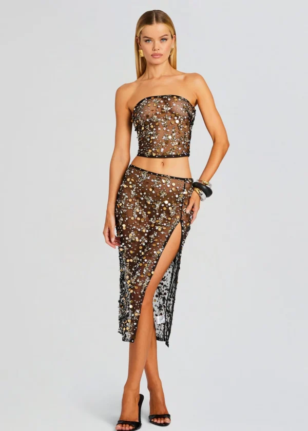 Resort '24*Retrofete Mirage Embellished Skirt Black/Gold