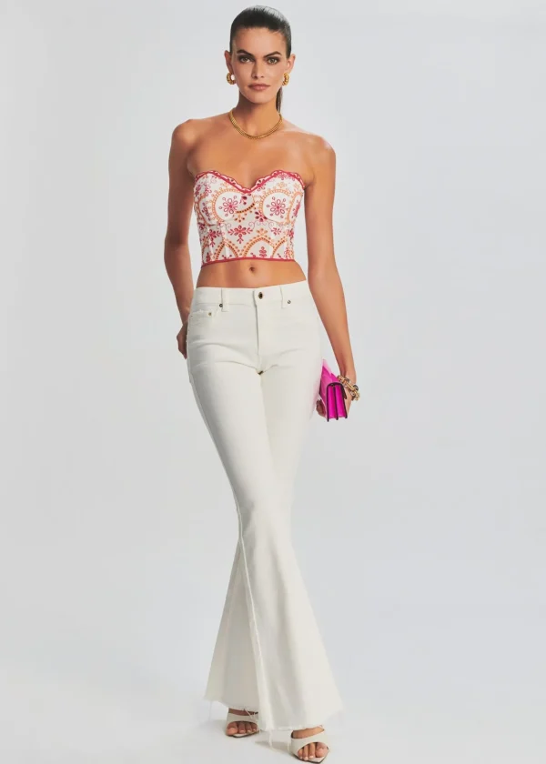 Bachelorette Party*Retrofete Moore Mid Rise Flare Jean Washed White