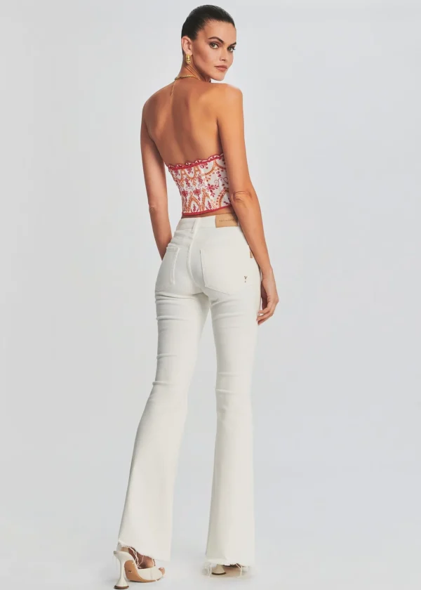 Bachelorette Party*Retrofete Moore Mid Rise Flare Jean Washed White