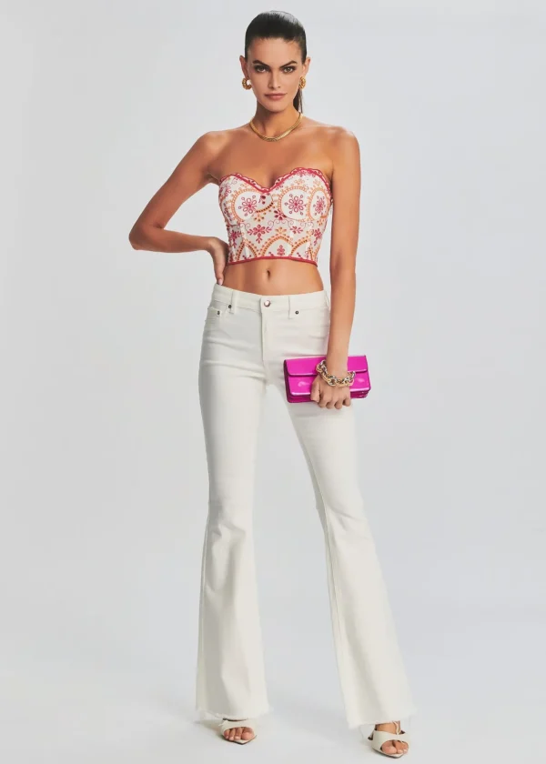 Bottoms*Retrofete Moore Mid Rise Flare Jean Washed White