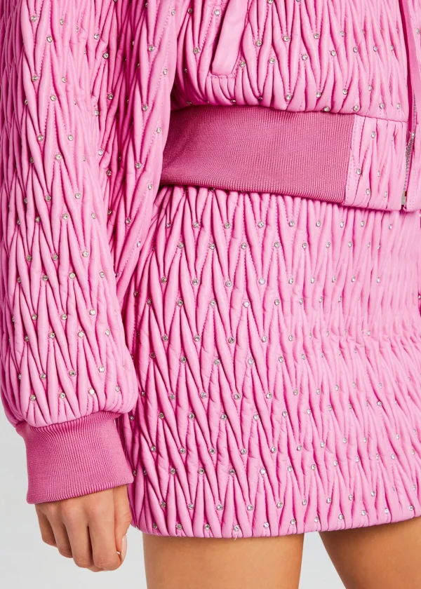 RETROFÊTE*Retrofete Morgana Embellished Leather Jacket Begonia Pink