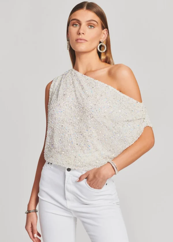 Sequin Styles*Retrofete Myles Sequin Top Iridescent White