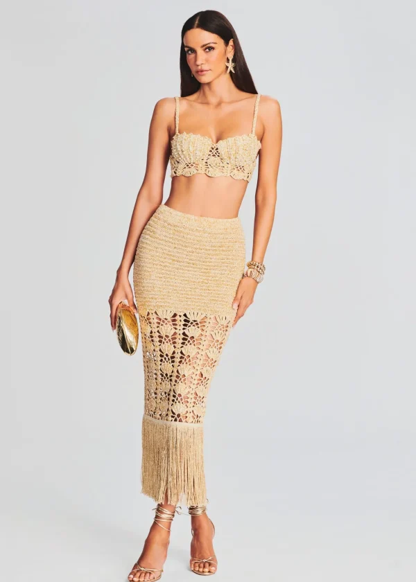 Bottoms*Retrofete Naida Crochet Skirt Gold