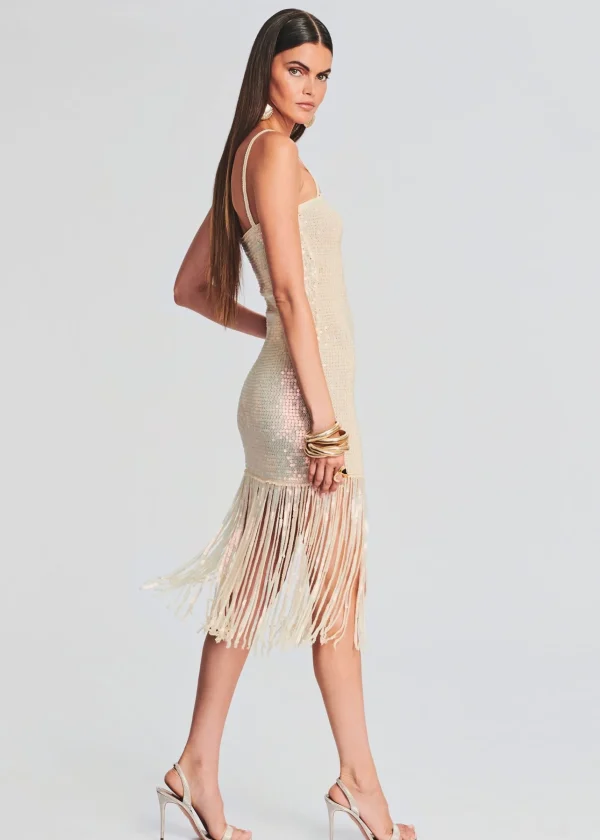 RETROFÊTE*Retrofete Nalu Sequin Crochet Dress Iridescent Ivory