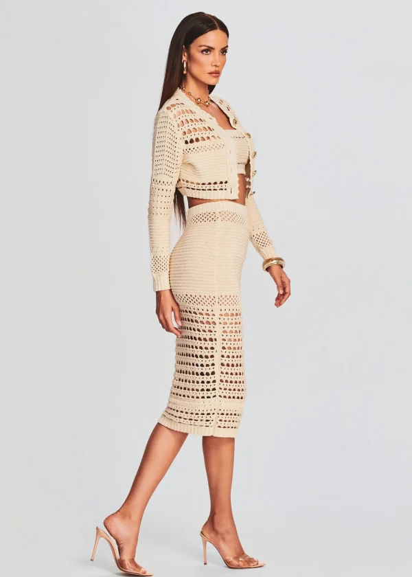Sheer Bliss*Retrofete Nico Knit Crochet Cardigan Ivory/Gold