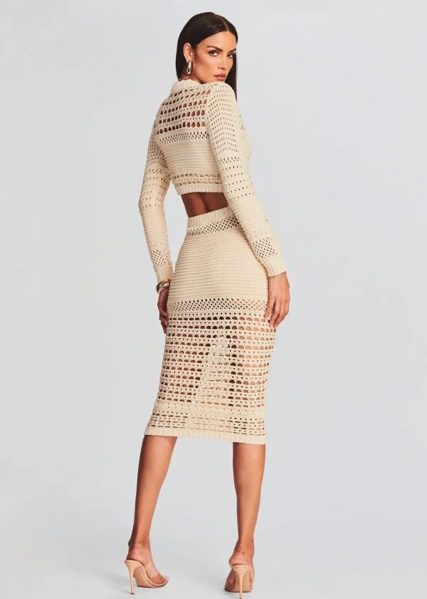 Neutral Moments*Retrofete Nico Knit Crochet Cardigan Ivory/Gold
