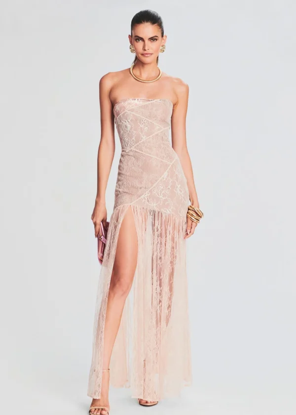 Honeymoon Looks*Retrofete Nicole Lace Dress Dusty Peach