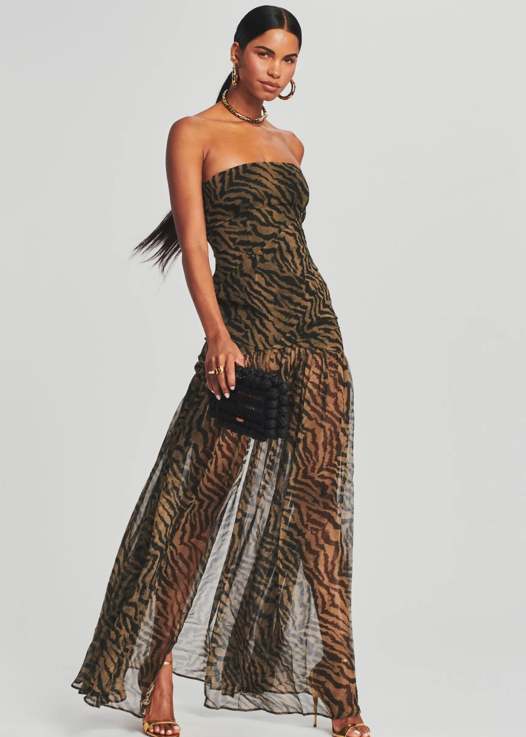 nicole_silk_chiffon_dress_1-6.webp Guest Of*Retrofete Nicole Silk Chiffon Dress Tiger Stripe