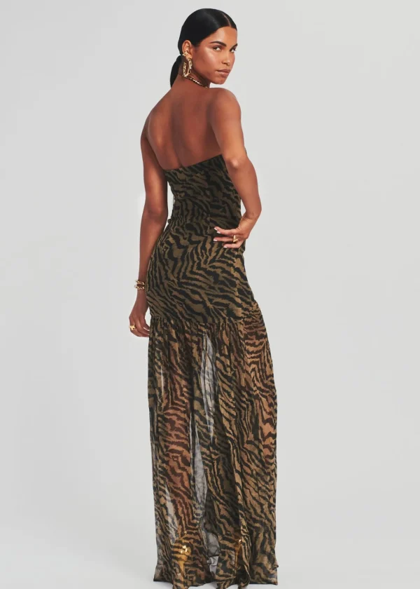 Gowns*Retrofete Nicole Silk Chiffon Dress Tiger Stripe