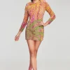 Final Sale*Retrofete Nikki Sequin Palm Dress Tropical Palm