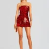 Night Out*Retrofete Nolia Sequin Embellished Dress Fiery Red