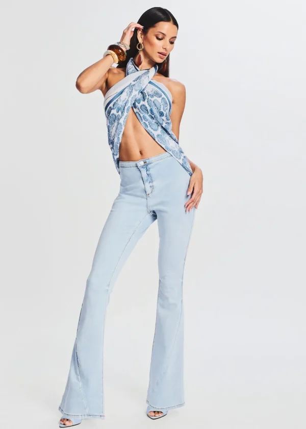 Bottoms*Retrofete Nora Mid Rise Flare Jean Skylight