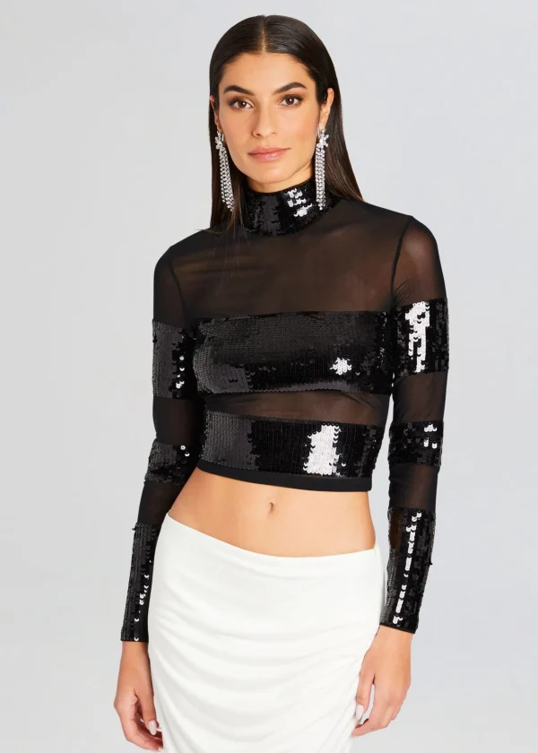 Tops*Retrofete Nyx Sequin Top Black