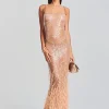 Gowns*Retrofete Odessa Sequin Feather Dress Tannin