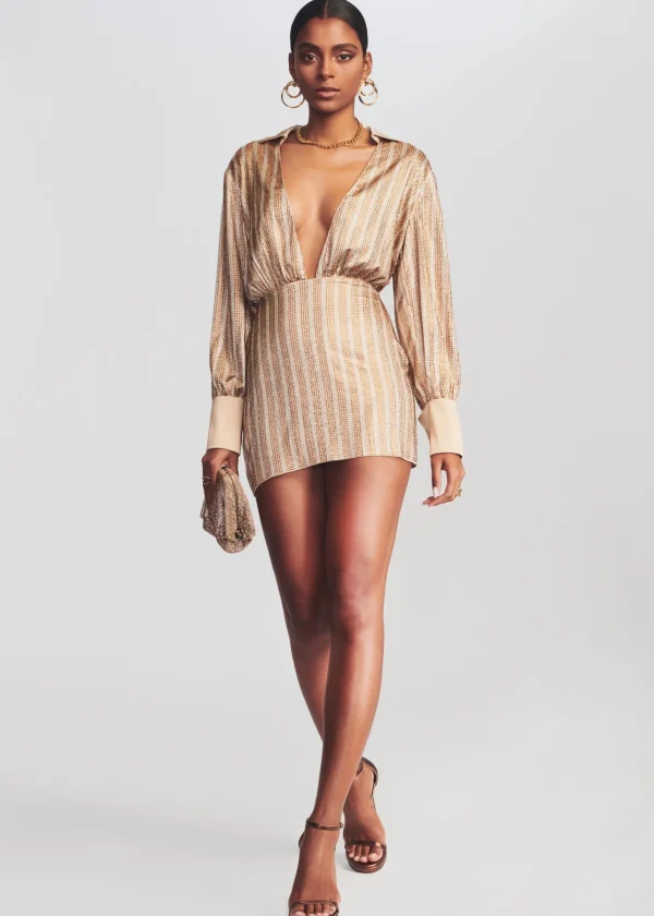 Final Sale*Retrofete Oliver Embellished Silk Dress Nude