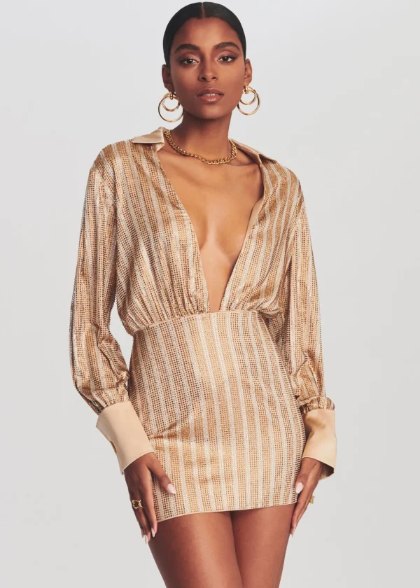 Final Sale*Retrofete Oliver Embellished Silk Dress Nude