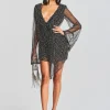Guest Of*Retrofete Opal Crystal Embellished Dress Black with Silver