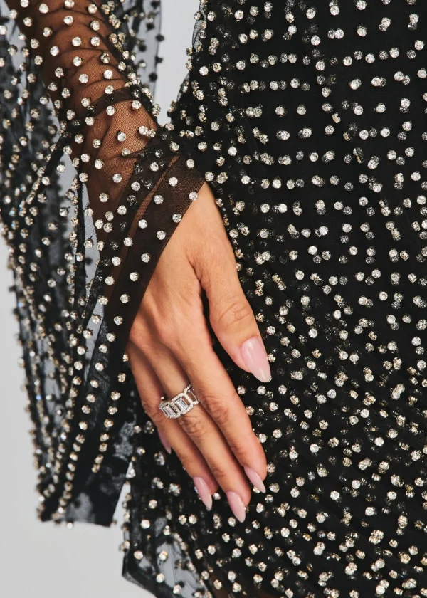 Exclusively Ours*Retrofete Opal Crystal Embellished Dress Black with Silver