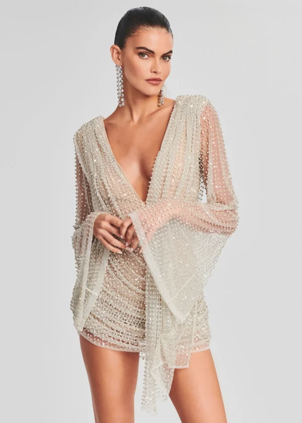 Dresses*Retrofete Opal Crystal Embellished Dress White with Silver
