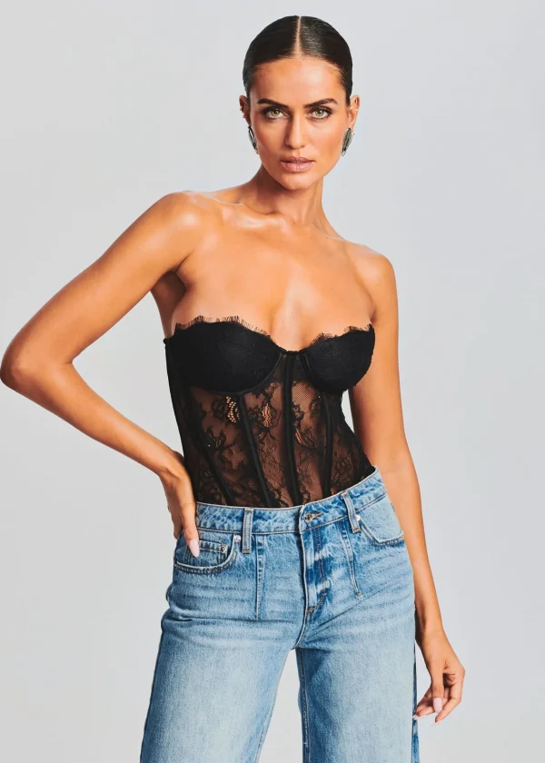 RETROFÊTE*Retrofete Otto Lace Bodysuit Black