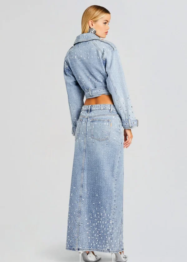 Subtle Shimmer*Retrofete Palermo Embellished Denim Skirt Tresca