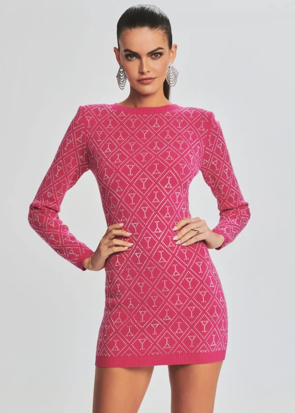 RETROFÊTE*Retrofete Palmer Embellished Sweater Dress Iridescent Dragonfruit
