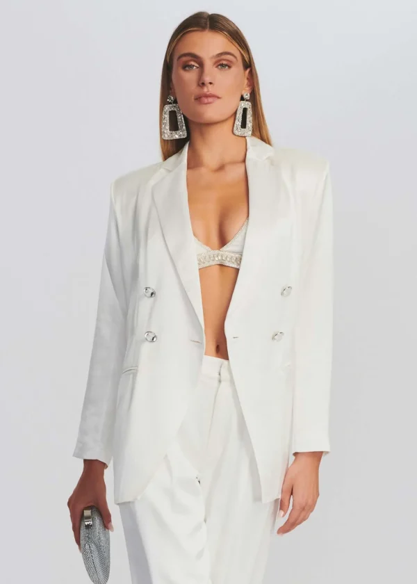 Rehearsal Dinner*Retrofete Pandora Blazer White W/ Crystal Button