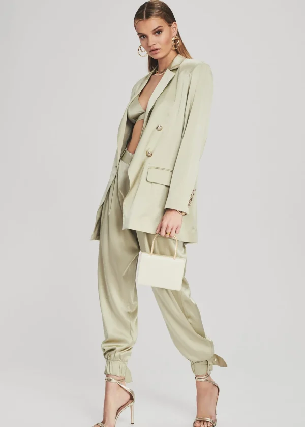 Honeymoon Looks*Retrofete Pandora Silk Blazer Sage