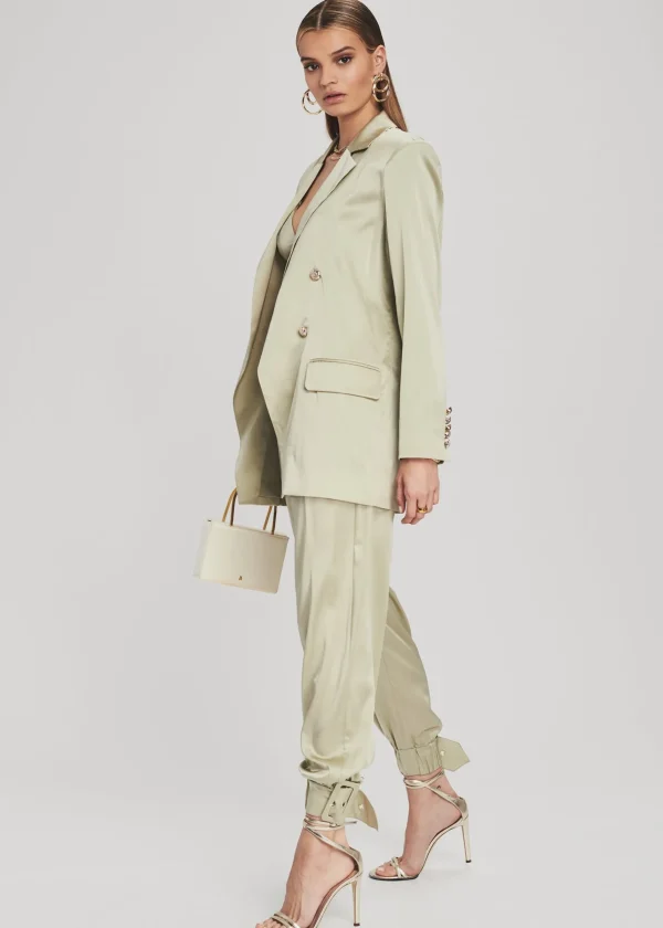 Honeymoon Looks*Retrofete Pandora Silk Blazer Sage