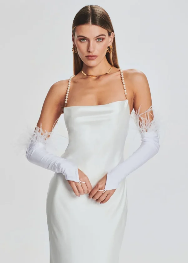 Bachelorette Party*Retrofete Penny Feather Gloves White