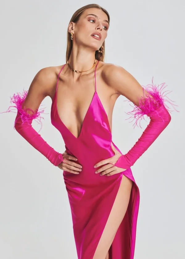Accessories*Retrofete Penny Feather Gloves Neon Pink