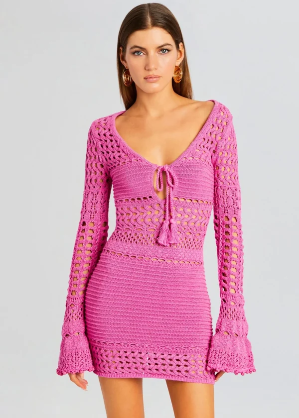 Dresses*Retrofete Peony Knit Crochet Dress Paradise Pink