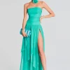 RETROFÊTE*Retrofete Perola Silk Chiffon Dress Sea Foam