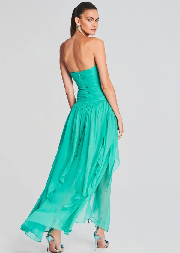 Guest Of*Retrofete Perola Silk Chiffon Dress Sea Foam