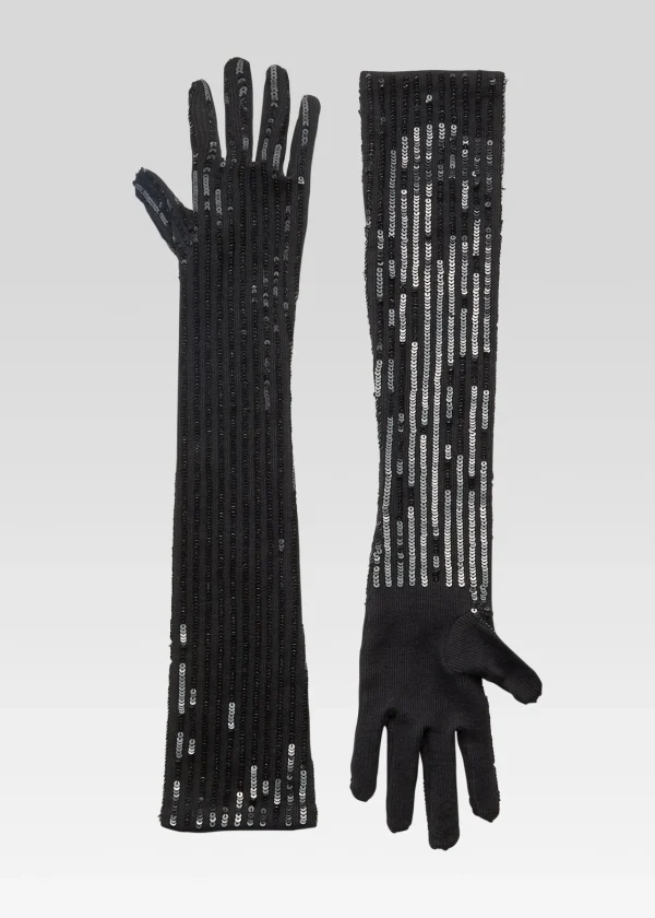 Accessories*Retrofete Plaza Sequin Knit Gloves Black