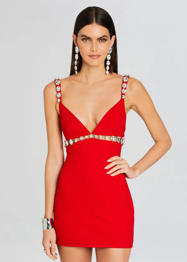 Night Out*Retrofete Polly Dress Fiery Red/Silver