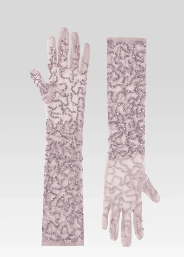 Guest Of*Retrofete Poppy Sequin Gloves Mink Grey