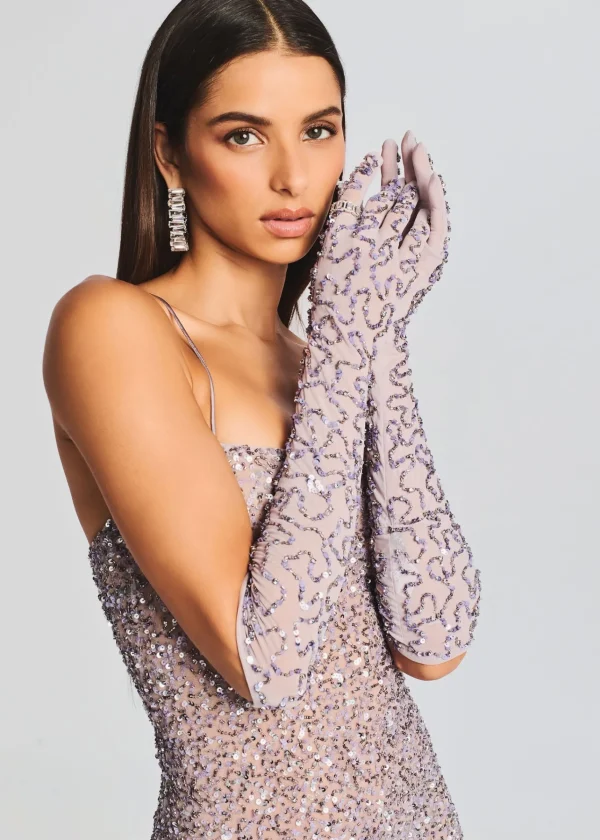 Accessories*Retrofete Poppy Sequin Gloves Mink Grey