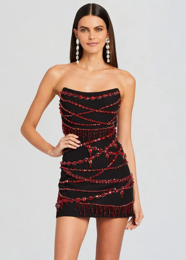 RETROFÊTE*Retrofete Prae Crystal Embellished Dress Black/Red
