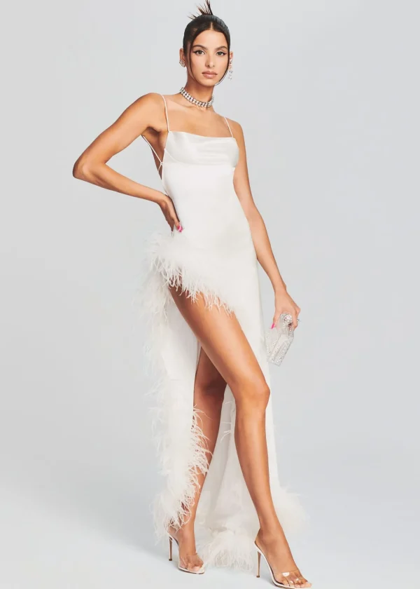 The Destination Bride*Retrofete Priscilla Feather Dress White