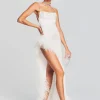 Maxi*Retrofete Priscilla Feather Dress White