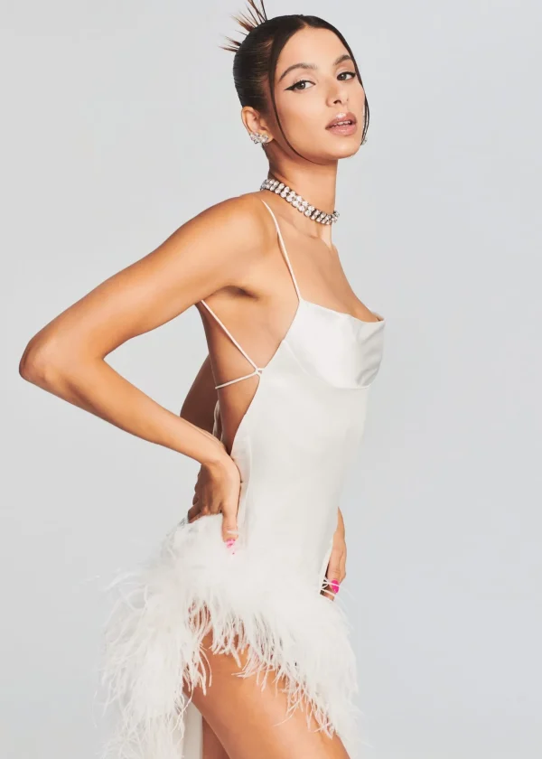 The Destination Bride*Retrofete Priscilla Feather Dress White