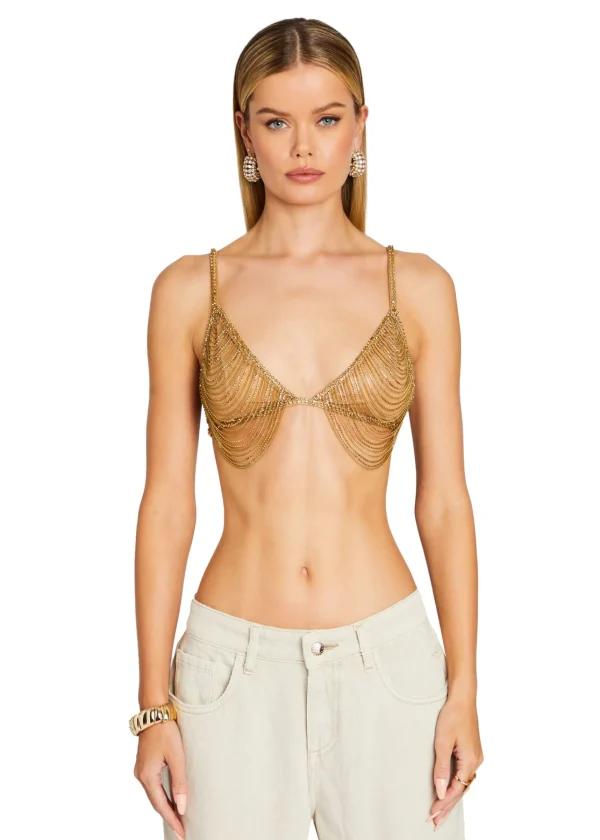 RETROFÊTE*Retrofete Pyla Chain Bra Tannin/Gold