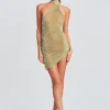 Guest Of*Retrofete Quartz Crystal Chain Dress Green