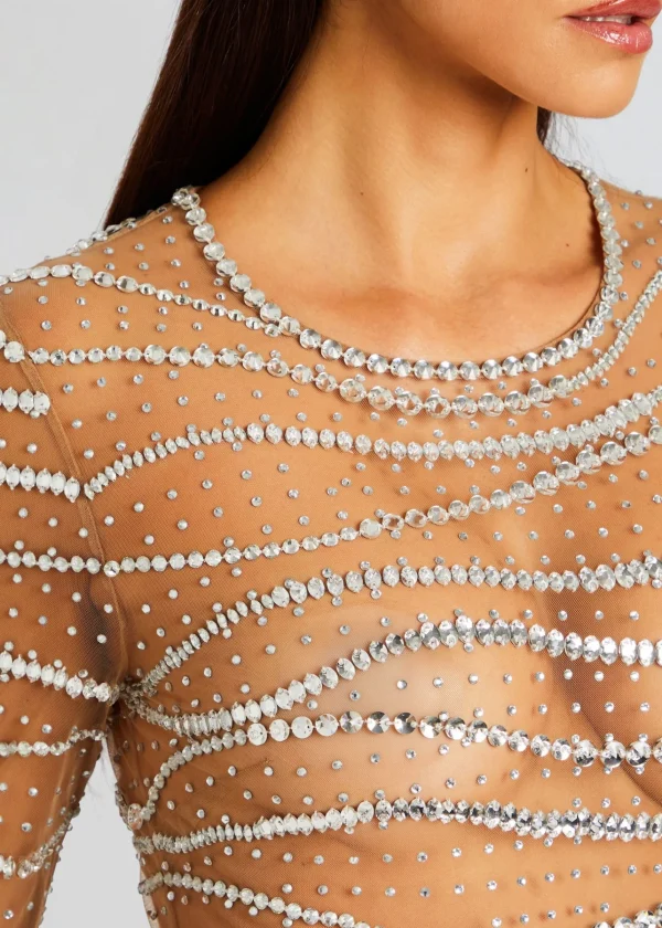 Bachelorette Party*Retrofete Raes Embellished Dress Tannin/Silver