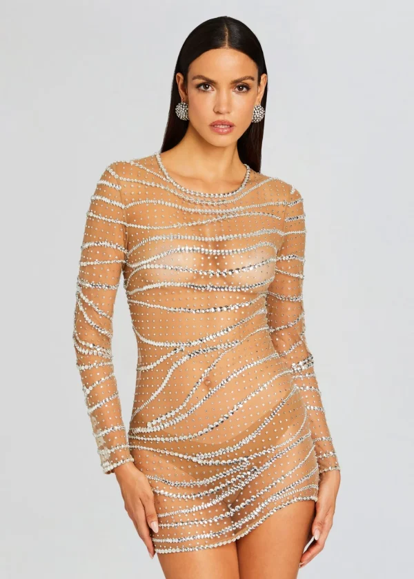 Night Out*Retrofete Raes Embellished Dress Tannin/Silver